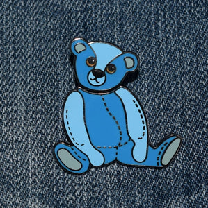 poppetpins.com Teddy Bear Blue Elliot enamel lapel bin badge brooch 1908 steiff